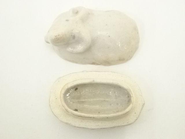  志野焼　野中春清造　干支未香合（共箱）